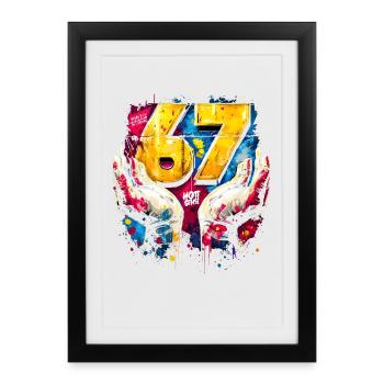 6 7 Graffiti Meme - Gerahmtes Poster (27 × 37 cm) - Schwarz - Vorne