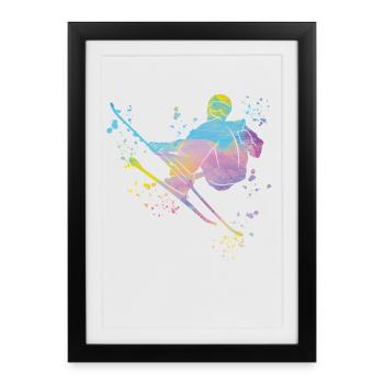Ski alpin Sports d’hiver Ski nordique - Affiche encadrée (27 × 37 cm) - noir - Devant