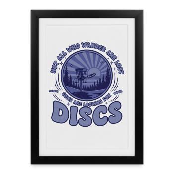 Tous ceux qui errent ne sont pas perdus à la recherche du disc golf - Affiche encadrée (27 × 37 cm) - noir - Devant