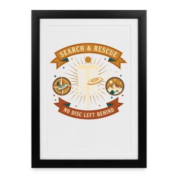 Recherche et sauvetage : aucun disque laissé derrière Disc golf - Affiche encadrée (27 × 37 cm) - noir - Devant