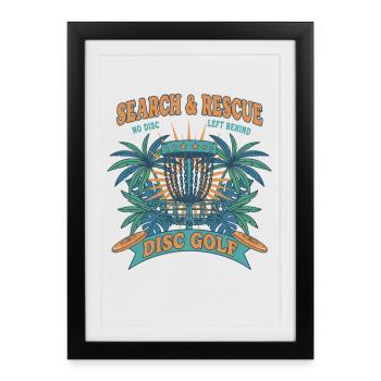 Recherche et sauvetage : aucun disque laissé derrière Disc golf - Affiche encadrée (27 × 37 cm) - noir - Devant
