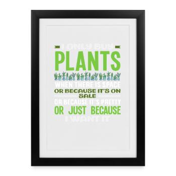 J’achète de l’humour drôle aux plantes - Affiche encadrée (27 × 37 cm) - noir - Devant