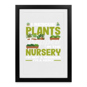 Je sauve des plantes dans des pépinières Sélectionneurs de plantes - Affiche encadrée (27 × 37 cm) - noir - Devant