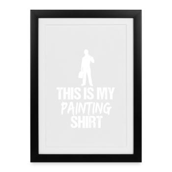 Citation drôle de peintre : silhouette d’artiste blanc - Affiche encadrée (27 × 37 cm) - noir - Devant