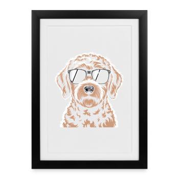 Labradoodle brun - Affiche encadrée (27 × 37 cm) - noir - Devant