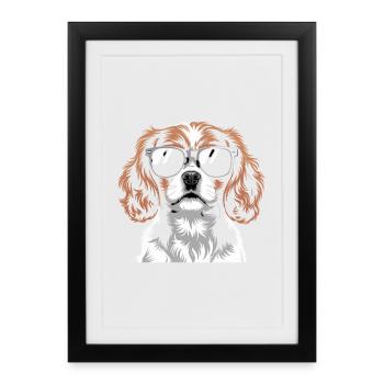 Épagneul du roi Charles - Affiche encadrée (27 × 37 cm) - noir - Devant