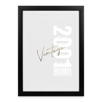 T-shirt 25e anniversaire – Original 2001 Vintage Retro - Affiche encadrée (27 × 37 cm) - noir - Devant