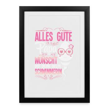 Tout le meilleur papa vous souhaite votre meilleur nageur - Affiche encadrée (27 × 37 cm) - noir - Devant