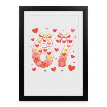 67 Birthday Hearts Bow Design - Framed poster (27 × 37 cm) - black - Front
