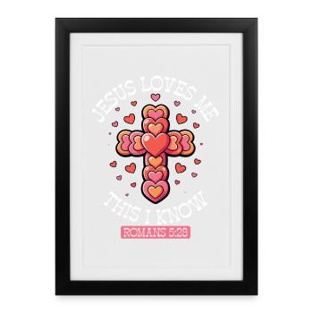 Cross Hearts Jesus Loves Me - Framed poster (27 × 37 cm) - black - Front