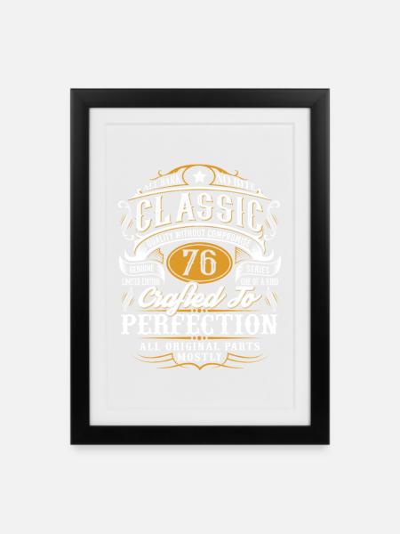 76. Geburtstag - Gerahmtes Poster (27 × 37 cm) - Schwarz
