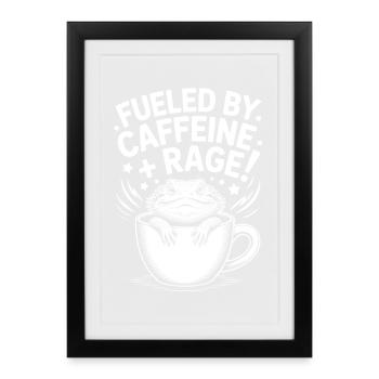 Dictons du café Caféine Cadeau drôle de café - Affiche encadrée (27 × 37 cm) - noir - Devant