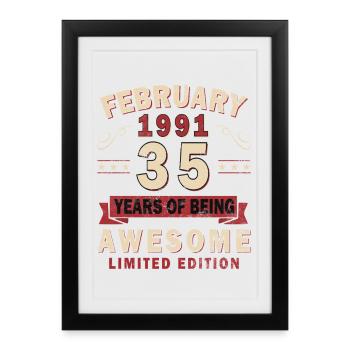 Février 1991 - Don février 1991 - Affiche encadrée (27 × 37 cm) - noir - Devant