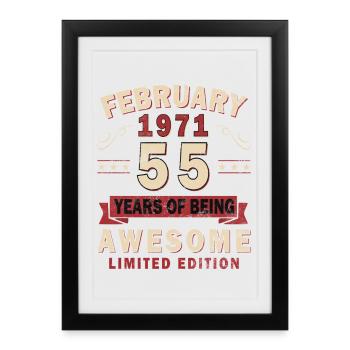 Février 1971 - Don février 1971 - Affiche encadrée (27 × 37 cm) - noir - Devant