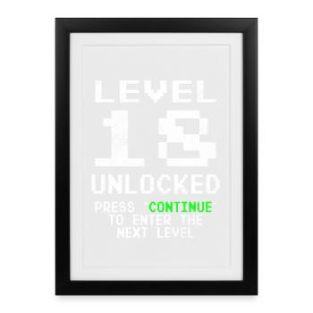 Level 18 Unlocked - Framed poster (27 × 37 cm) - black - Front