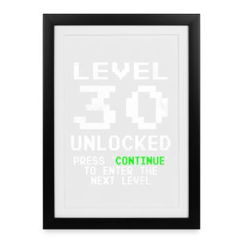 Level 30 Unlocked - Framed poster (27 × 37 cm) - black - Front