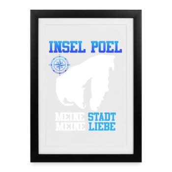 ÎLE DE POEL MA VILLE MON AMOUR Drôle - Affiche encadrée (27 × 37 cm) - noir - Devant