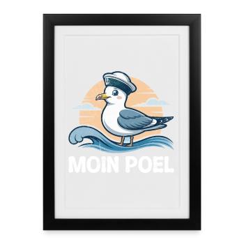 Mer Baltique MOIN POEL Souvenir Mouette Drôle - Affiche encadrée (27 × 37 cm) - noir - Devant