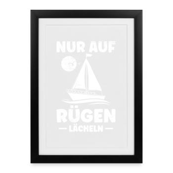 Island of Rügen ONLY ON RÜGEN SMILE Sailor Funny - Framed poster (27 × 37 cm) - black - Front