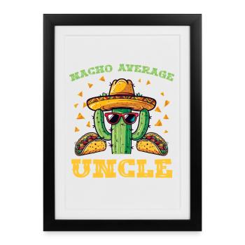 Cactus avec sombrero et tacos - Affiche encadrée (27 × 37 cm) - noir - Devant