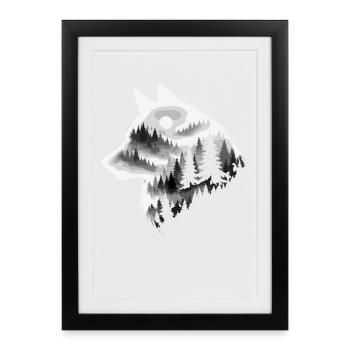 Loup, Forêt, Nature, Nature sauvage, Extérieur, Animal - Affiche encadrée (27 × 37 cm) - noir - Devant