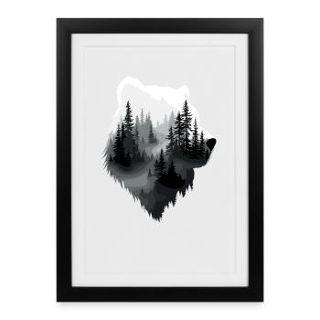 Ours, Forêt, Nature, Nature sauvage, Animaux, Œuvres d’ours - Affiche encadrée (27 × 37 cm) - noir - Devant