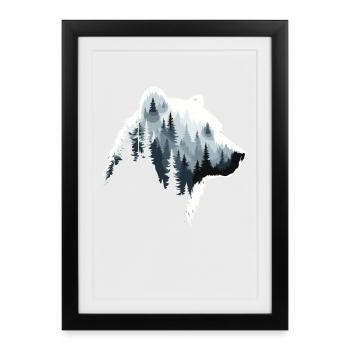 Ours, Forêt, Nature, Nature sauvage, Animaux, Œuvres d’ours - Affiche encadrée (27 × 37 cm) - noir - Devant