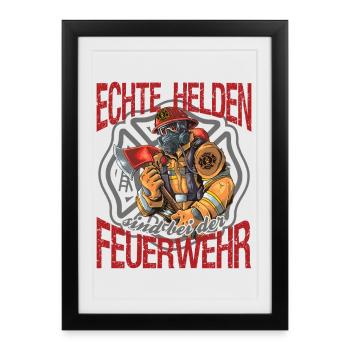 Firefighter Firefighter Real Heroes - Framed poster (27 × 37 cm) - black - Front