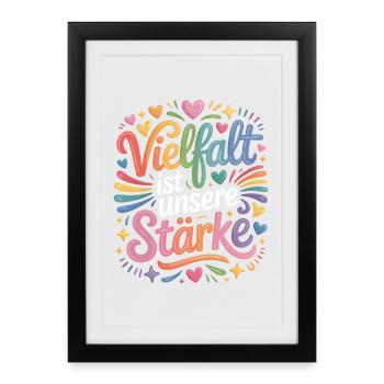 La diversité est notre force Rainbow LGBTQ Pride - Affiche encadrée (27 × 37 cm) - noir - Devant