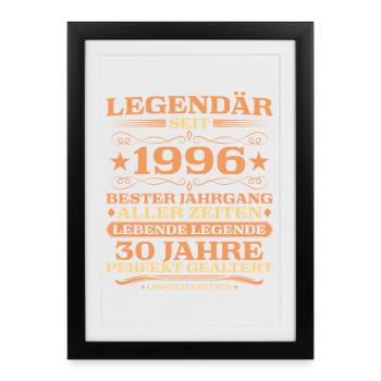 1996 millésime 30 ans parfaitement vieilli - Affiche encadrée (27 × 37 cm) - noir - Devant