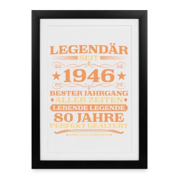 1946 vintage 80 years perfectly aged - Framed poster (27 × 37 cm) - black - Front