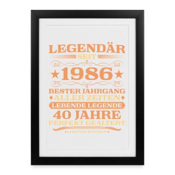 1986 vintage 40 years perfectly aged - Framed poster (27 × 37 cm) - black - Front