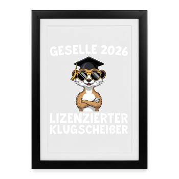 Formation réussie en 2026 : suricate compagnon - Affiche encadrée (27 × 37 cm) - noir - Devant