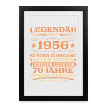 1956 vintage 70 years perfectly aged - Framed poster (27 × 37 cm) - black - Front