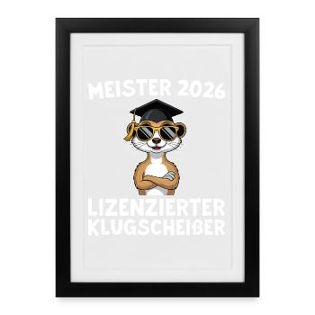 Master examination passed in 2026 Meerkat master - Framed poster (27 × 37 cm) - black - Front