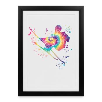 Ski alpin Sports d’hiver Ski nordique - Affiche encadrée (27 × 37 cm) - noir - Devant