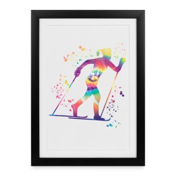 Ski de fond Ski de fond - Affiche encadrée (27 × 37 cm) - noir - Devant