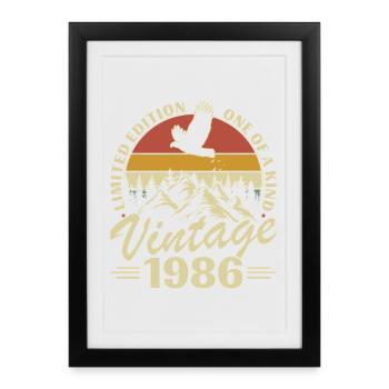 1986 Vintage Rétro Cadeau D'anniversaire - Affiche encadrée (27 × 37 cm) - noir - Devant