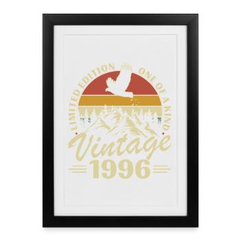 1996 Vintage Rétro Cadeau D'anniversaire - Affiche encadrée (27 × 37 cm) - noir - Devant
