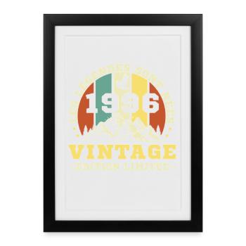 1996 Vintage Rétro Cadeau D'anniversaire - Affiche encadrée (27 × 37 cm) - noir - Devant