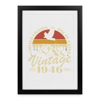 1946 Vintage Rétro Cadeau D'anniversaire - Affiche encadrée (27 × 37 cm) - noir - Devant