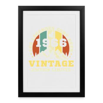 1966 Vintage Rétro Cadeau D'anniversaire - Affiche encadrée (27 × 37 cm) - noir - Devant