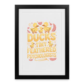 Canards Psychologues à plumes minuscules Canards drôles - Affiche encadrée (27 × 37 cm) - noir - Devant