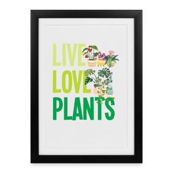 Vivez Aimez les plantes Amoureux des plantes - Affiche encadrée (27 × 37 cm) - noir - Devant