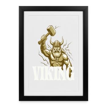 Légende viking viking marin Odin Raven Fighter - Affiche encadrée (27 × 37 cm) - noir - Devant