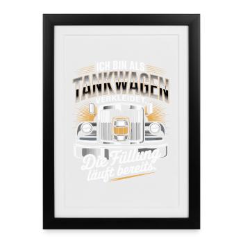Carnaval déguisé en camion-citerne Bière costumée pour enterrement de vie de garçon - Affiche encadrée (27 × 37 cm) - noir - Devant