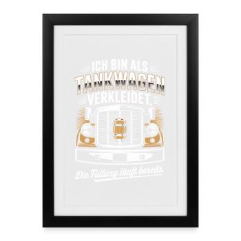 Carnaval déguisé en camion-citerne Bière costumée pour enterrement de vie de garçon - Affiche encadrée (27 × 37 cm) - noir - Devant