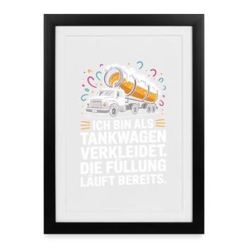 Carnaval déguisé en camion-citerne Bière costumée pour enterrement de vie de garçon - Affiche encadrée (27 × 37 cm) - noir - Devant