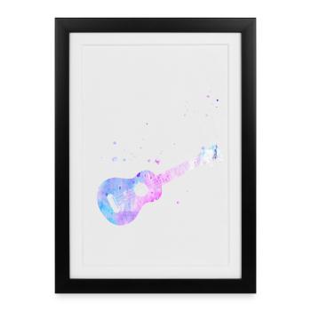 Hawaiian Ukulele Uke Watercolor - Framed poster (27 × 37 cm) - black - Front