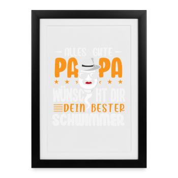 Tout le meilleur papa vous souhaite votre meilleur nageur - Affiche encadrée (27 × 37 cm) - noir - Devant